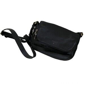 FOSSIL Pebbled Leather Bag Cross Body Shoulder Black